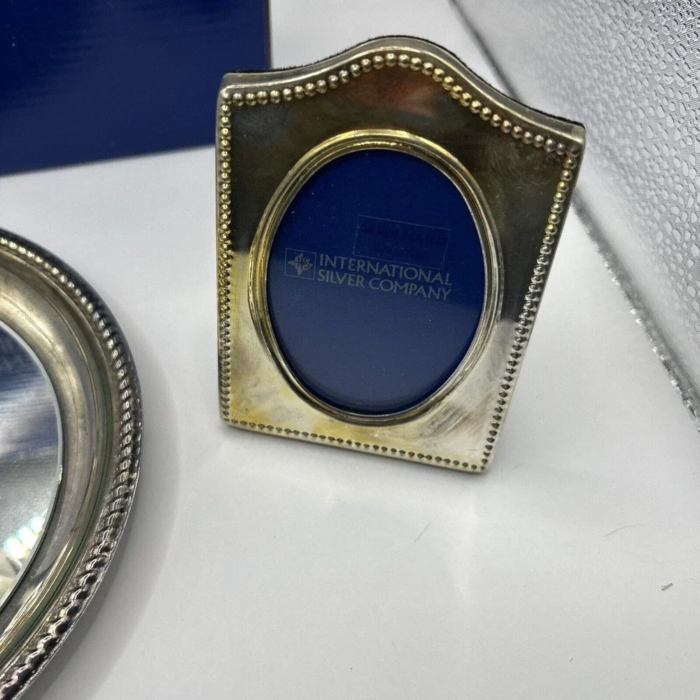 Vintage 3 PC Vanity Set Vase,Frame and Mirrored Tray International Silver Co. - Picture 2 of 6